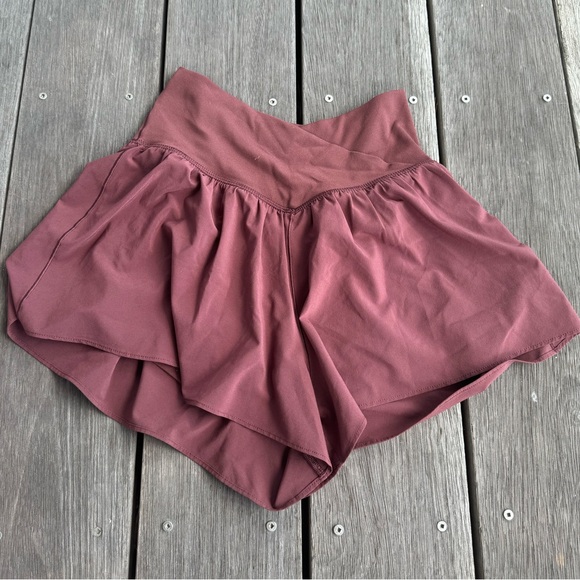 REDISH-BROWN OFFLINE By Aerie Real Me Crossover Flowy Short - Picture 2 of 5